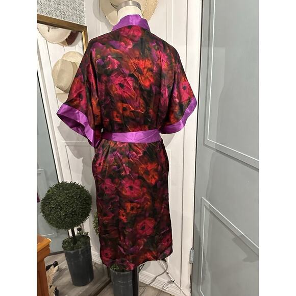NWT Carol Coelho The Poppy Silk Satin Charmeuse Short Kimono Size XL - Picture 6 of 10